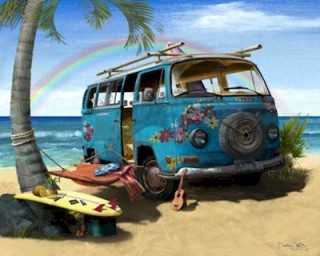 Volkswagen-VW-Hippie-Flower-Van-Art-Print-Poster